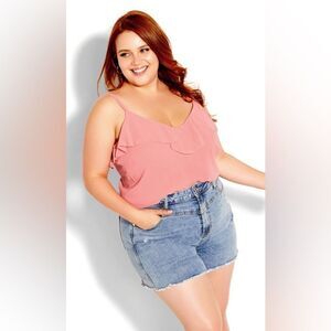 CITY CHIC Floating Flirt Top - guava